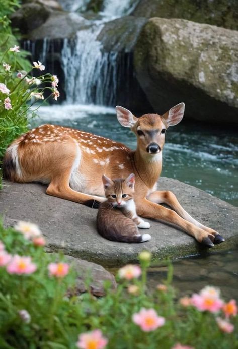 Imagine Heaven, Angel Cats, Rabbit Pictures, Very Beautiful Flowers, Deer Fawn, Fallow Deer, Domestic Animals, Horse Aesthetic, Angel Cat