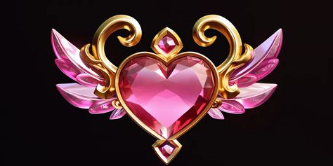 The image is a heart-shaped locket. The locket is made of gold and has a pink heart-shaped gem in the center ->> more details in ai-img-gen.com Locket Drawing, Pixie Oc, Overlay Ideas, Pink Diamonds Engagement, Heart Gem, Wings Drawing, Magic Design, Pink Gem, Magical Jewelry