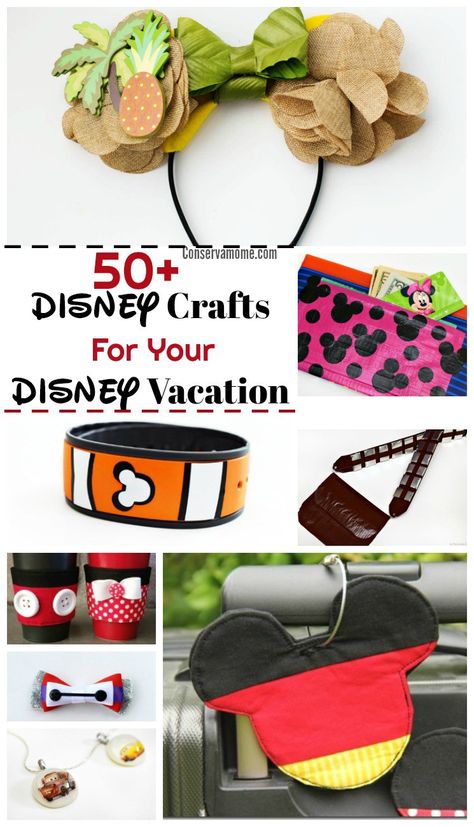 A Disney Vacation is a magical experience. Getting ready for it is part of the fun. Check out 50+ DIY Disney Crafts For Your Disney Vacation that will make the experience even more magical! Disney Princess Crafts, Diy Disney Crafts, Disney Crafts For Kids, Disney Projects, Disney Craft, Princess Crafts, Disney Diy Crafts, Diy Mickey Ears, Disney Printables