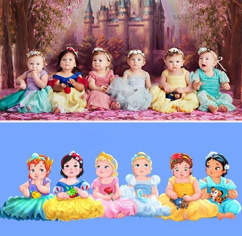 Baby Princess Photoshoot, Disney Princess Monthly Baby Pictures, Prince Makeup, Baby Disney Princess, Disney Baby Princess, Princess Photoshoot, Humanized Disney, Disney Princess Room, Baby Disney Characters