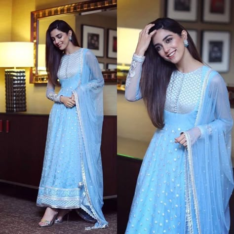 Presenting  New 6000 Series  Quality Ek level UP  Price-1499+$ Code :- *6104* Name :- Maya Ali top Bottom  With Duppta gorgette *# TOP *… Poses In Suit, Sky Blue Anarkali, Back Poses, Sky Blu, Blue Anarkali, Long Dresses For Women, Designer Anarkali Dresses, Anarkali Dresses, Maya Ali