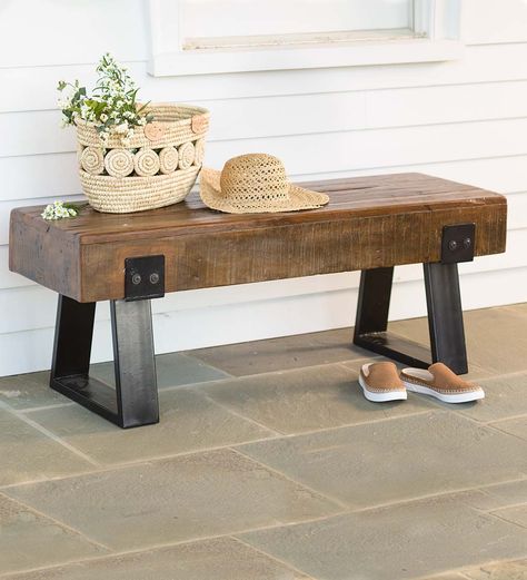 Indoor Bench Seating, Wood Bench Seat, Used Outdoor Furniture, Rustic Outdoor Furniture, Wood Bench Outdoor, Reclaimed Wood Console Table, Reclaimed Wood Benches, Painting Wooden Furniture, Diy Bench Outdoor