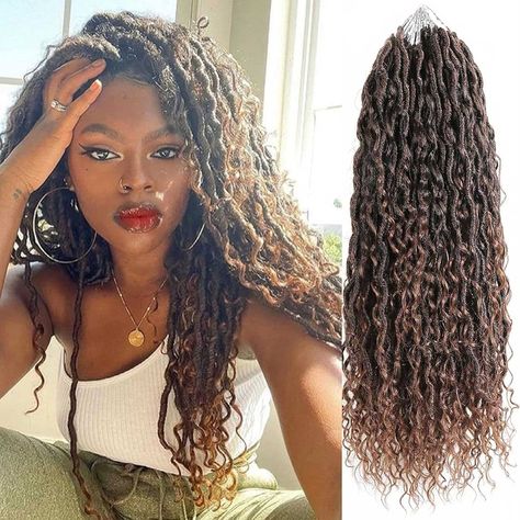 Amazon.com : Pre Looped Boho River Locs Crochet Braids,18 Inch 5 Packs New Goddess Locs Crochet Hair For Women,Ombre Brown Faux Locs Crochet Hair With Curly Ends,Soft Braiding Hair,Itch Free(5 Packs,18in,T1B/30#) : Beauty & Personal Care Brown Faux Locs, Jah Locs, Cornrows Natural, Boho Goddess Locs, Curly Faux Locs Crochet, Goddess Locs Crochet, Curly Fashion, Curly Faux Locs, Short Crochet