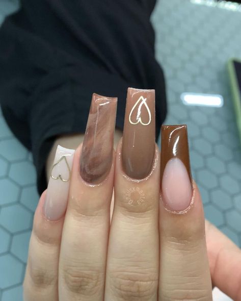 Type Of Nails, Girls Nail Designs, Fall Nail Color, Acrylic Nails Nude, Brown Acrylic Nails, Pointy Nails, Ombre Acrylic Nails, Cute Acrylic Nail Designs, Long Acrylic