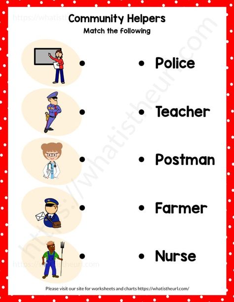 On left side you can see pictures of community helpers.  On right side, you can see names.  connect them.Please download the PDF Community Helpers Worksheet – Matching Helper with Picture Community Helpers Pictures, Community Helpers Matching, Preschool Community Helpers Theme, Community Helper Lesson, Community Helpers Kindergarten, Community Helpers Preschool Activities, Community Helpers Worksheets, Daycare Lesson Plans, Community Helpers Theme