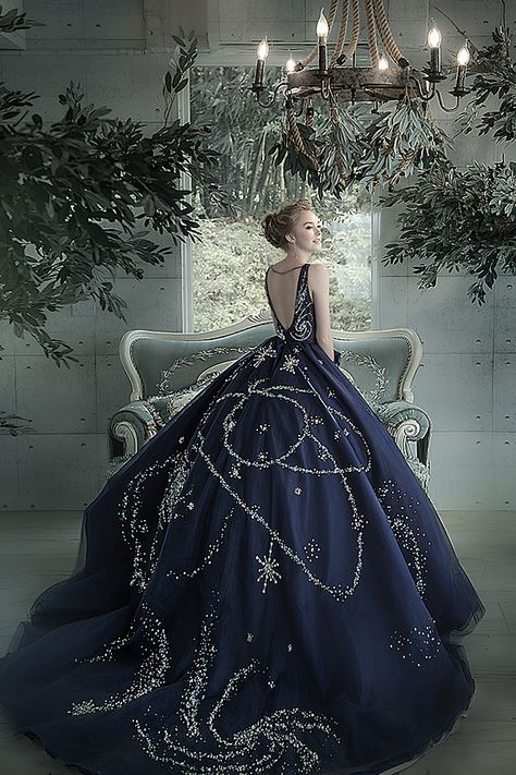 Dress: Bella Wedding Dress of Catherine Wedding Starry Night Ball Gown, Starry Ball Gown, Celestial Wedding Dress Blue, Masquerade Ball Gowns Blue, Blue Gown For Debut, Starry Night Dresses, Night Inspired Dress, Starry Night Wedding Dress, Starry Night Masquerade