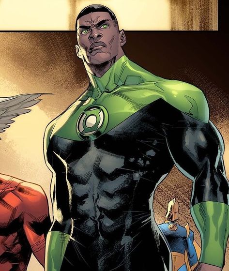 John Stewart Dc Comics, Green Lantern Comic Art, Green Lantern John Stewart, Black Green Lantern, John Stewart Green Lantern, Green Lantern Movie, Justice League Art, Batgirl Art, Green Lanterns