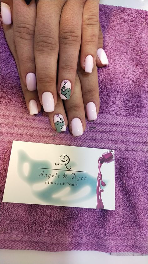 Elephant Nails Designs, Elephant Nail Art Design, Elephant Nail Designs, Africa Nails, Baby Shower Nail Art, Elephant Nail Art, Elephant Nails, Shower Nails, Gender Reveal Nails