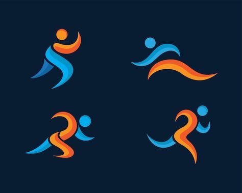 Vector athletic set logo run set logo ic... | Premium Vector #Freepik #vector #marathon-logo #run-logo #run #run Athlete Logo Design, Competition Logo, Run Logo, Marathon Logo, Running Logo, Concert Stage Design, Plant Logos, Concert Stage, Cute Panda Wallpaper