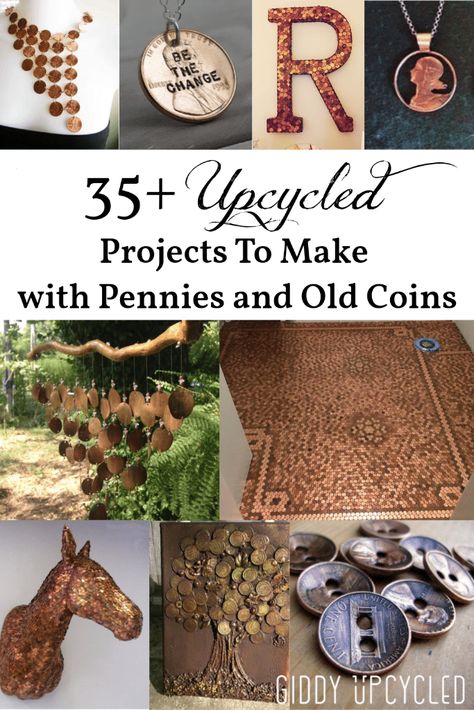 35+ Crafts and Upcycled Projects To Make with Pennies and Old Coins Coin Art Ideas Diy, Old Coins Craft, Coins Art Ideas, Pennies Crafts, Penny Wall, Unique Yard Art, Creative Upcycling, Coin Crafts, Penny Floor