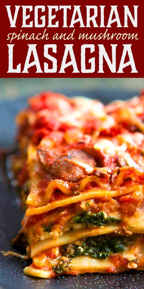 Spinach And Mushroom Lasagna, Mushroom Lasagna Recipe, Lasagna Vegetarian, Veggie Lasagne, Spinach Mushroom Lasagna, Vegetarian Lasagna Recipe, Mushroom Lasagna, Spinach And Mushroom, Spinach Mushroom