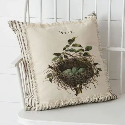 WHITE FARMS BUNGALOW | Shop Sales Events Antique Farmhouse Pillow Ticking, English Country Cottage, Country Cottage Style, Ticking Fabric, Pretty Pillow, Beautiful Bird, Antique Farmhouse, Decorative Throw Pillow Covers, Bird Nest