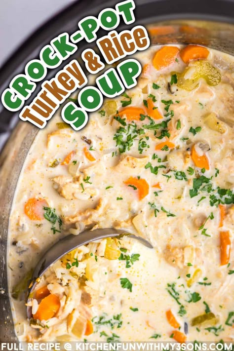 Crockpot Turkey Vegetable Soup, Crockpot Turkey Soup Recipes, Soup Leftover Turkey, Turkey And Rice Soup Recipes, Cream Of Turkey Soup Recipe, Turkey Rice Soup Recipes, Ground Turkey And Rice Soup, Crockpot Turkey Soup, Ground Turkey And Rice Recipes