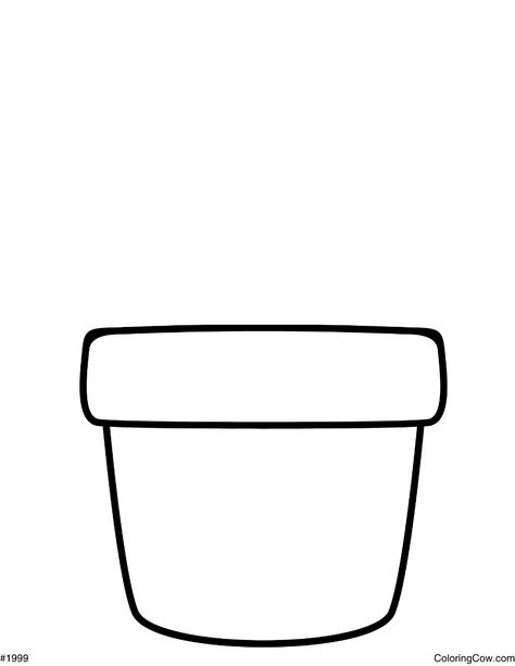 This coloring page features a simple flower pot with room for children to use their imagination and add their favorite flowers! Print directly from our website or download a free printable PDF. Don't forget to pin this page and visit the Coloring Cow website to explore thousands of additional free coloring pages! Flower Pot Outline, Flower Pot Coloring Page, Flower Pot Template Free Printable, Flower Pot Printable, Lotus Flower Colors, Tractor Coloring Pages, Ra Door Decs, Monster Truck Coloring Pages, Coloring Page Free Printable