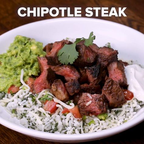 Diy Chipotle, Chipotle Steak, Chipotle Copycat Recipes, Flap Steak, Steak Rice, Chipotle Recipes, Top Sirloin, Top Sirloin Steak, Grilled Steak Recipes