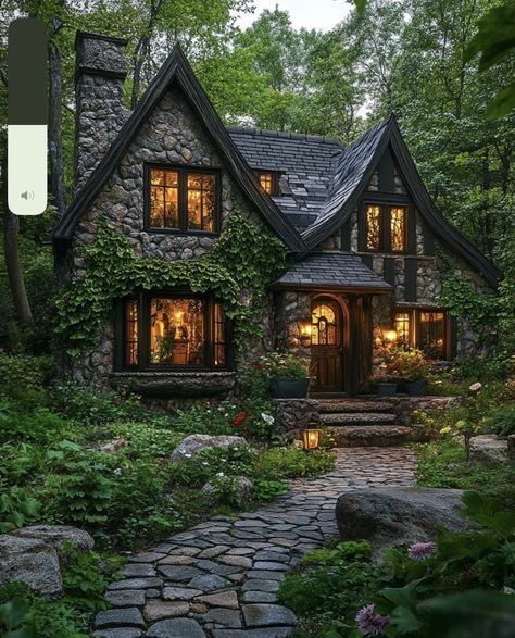 Dream Home Aesthetic, Imaginary Places, Witchy Cottage, Cozy Home Library, Castle Cottage, Beautiful Tree Houses, Colorado Cabins, Brick Cottage, Cozy Houses