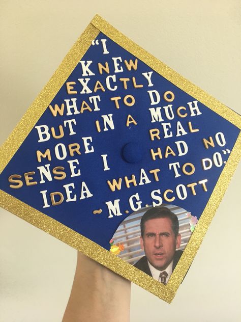 The Office Grad Cap Ideas, The Office Themed Graduation Caps, Michael Scott Graduation Cap, The Office Graduation Cap Ideas, Graduation Cap The Office, Graduation Cap Designs The Office, The Office Graduation Cap, Funny Graduation Caps, Office Birthday Party