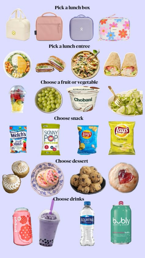 Lunch Ideas For 7th Grade, Healthy Lunchbox Ideas For Teens, Cute Lunch Boxes For Teens, Healthy School Lunch Ideas For Teens, Good Snacks To Buy, Preppy Snacks, Period Snacks, School Lunch Ideas For Teens, Quick School Lunches