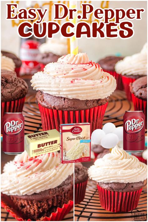 Homemade Dr Pepper, Dr Pepper Cupcakes, Soda Cupcakes, Cake Mix And Soda, Cake Mix Cupcakes, French Vanilla Cake, Soda Flavors, Homemade Frosting, Vanilla Cake Mixes