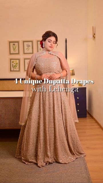 Western Lehenga Style, Plus Size Lehenga Indian, Lehenga Dupatta Draping Style Net, Lehenga Draping Styles, Ethnic Outfits Indian, Lehenga Dupatta Draping Style, Dupatta Draping Styles, Gorgeous Lehenga, Plus Size Lehenga