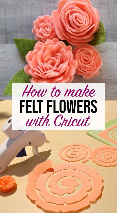 Felt Flower Cricut, How To Make Flowers With Cricut, How To Felt Flowers, Cricut Projects Flowers, Felt Flower Template Free Pattern, Cricut Projects Felt, Felt Flowers Patterns Templates, Felt Flower Patterns Free, Felt Cricut Projects