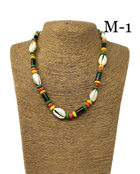 Jamaican Necklace, Rasta Jewelry, Rasta Design, Puka Necklace, Rastafari Art, Rasta Earrings, Necklaces Style, Jamaican Flag, Puka Shell Necklace