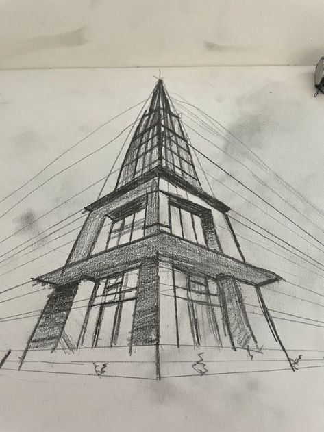 Perspective Architecture Drawing, Perspective Architecture, 3 Point Perspective, Three Point Perspective, Perspective Drawings, Simple Complex, Complex Art, Perspective Sketch, Perspective Drawing Architecture