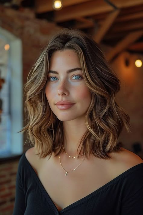 Collarbone-Length Wavy Hair Collarbone Length Hair, Trendy We Fryzurach, Medium Length Wavy Hair, Rambut Brunette, Wavy Bob Haircuts, Wavy Haircuts, Haircuts For Wavy Hair, Popular Hairstyles, Shoulder Length Hair