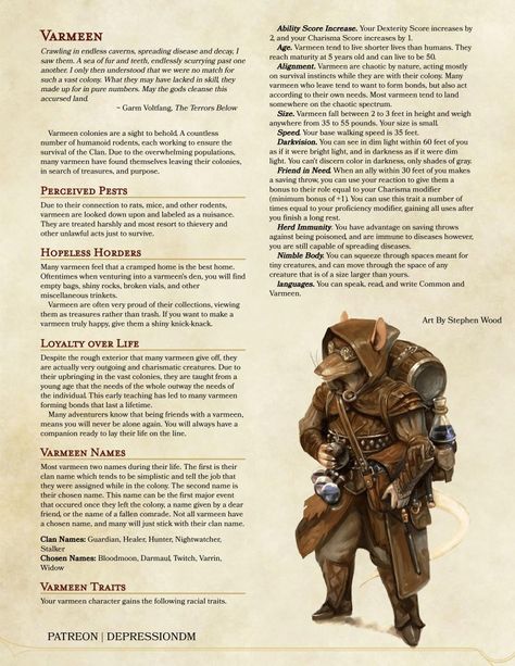 Dnd Homebrew Race Cute, D D 5e Homebrew Classes, Dnd Oni Race, Dnd Curse Of Strahd Character Ideas, Home Brew Dnd Races, Dnd Homebrew Races 5e, Dnd Mousefolk, Dnd 5e Homebrew Playable Races, Dnd Playable Races