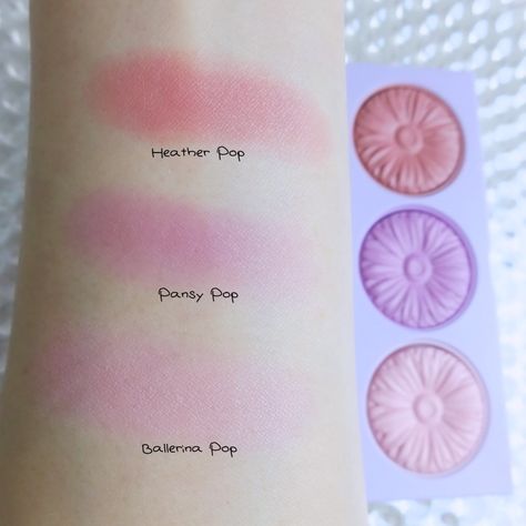 CLINIQUE Cheek Pop Palette : Cool Down | Lenallure (Ballerina Pop, Pansy Pop, Heather Pop swatches) Clinique Pansy Pop Blush, Clinique Blush Pop, Clinique Cheek Pop, Clinique Pansy Pop, Clinique Blush, Makeup Pallets, Clinique Makeup, Gel Powder, Neutral Undertones