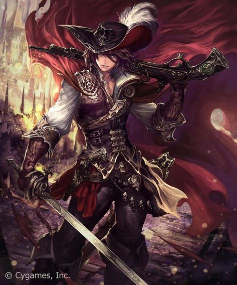 Female swashbuckler. RPG character portrait inspiration for fantasy games like Pathfinder of DnD. Awesome feathered hat. Anime Pirate, Pirate Art, Art Manga, Pirate Costume, Fantasy Warrior, Arte Fantasy, Character Design Male, 판타지 아트, Art Anime