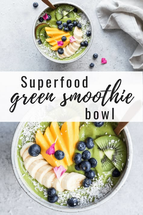 Smoothie Bowl Vegan, Smoothie Breakfast, Green Smoothie Bowl, Feeling Healthy, Superfood Smoothie, Smoothie Bowl Recipe, Easy Smoothie Recipes, Green Smoothies, Healthy Ingredients