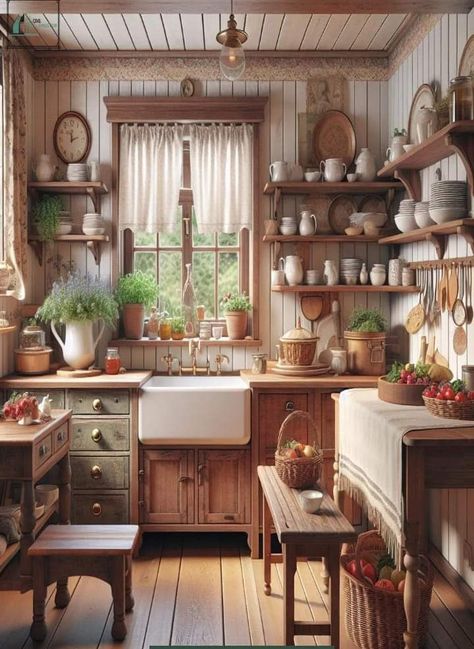 Cottage Core Kitchens, Cottagecore Kitchen Ideas, Cottage Core Kitchen Ideas, White Kitchen Wood Floors, Cottage Core Kitchen, Vintage Kitchen Table, Cozy Cottage Kitchen, Cottagecore Kitchen, Country Vibes