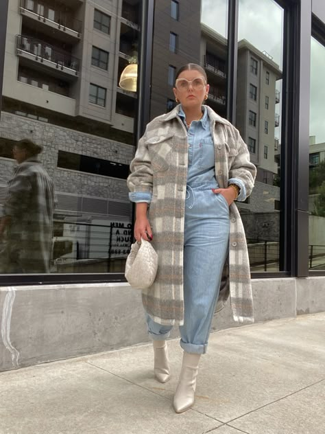 Fall And Winter Dress Outfits, All Denim Fall Outfit, Plaid Duster Outfit Fall, Outdoor Dinner Outfit Summer, 2023 Fall Fashion Trends Plus, 30 Days Of Fall Outfits, Fall Fashion Curvy Women, Classy Plus Size Outfits Fall, Easy Cute Outfits Casual