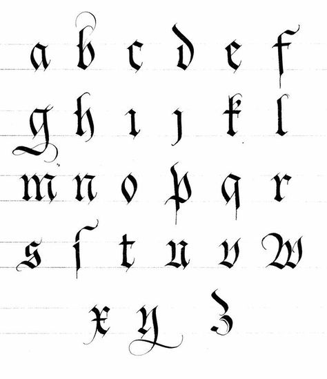 Old English Alphabet, Gothic Calligraphy, Gothic Alphabet, Tattoo Fonts Alphabet, Calligraphy Fonts Alphabet, Gothic Lettering, Tattoo Lettering Styles, Graffiti Lettering Fonts, Typography Alphabet