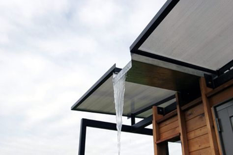 Rain water catchment system Water From Air, Butterfly Roof, Rain Collection, Water Spout, Water Collection, Rainwater Harvesting, Rain Water Collection, Roof Design, Architecture Details