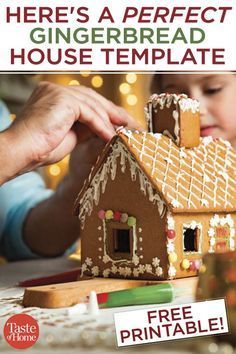 Gingerbread House Template Printable, Gingerbread House Icing, Gingerbread Icing, Easy Gingerbread House, Homemade Gingerbread House, Gingerbread House Patterns, Gingerbread House Recipe, Cool Gingerbread Houses, Gingerbread House Template