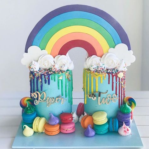 Bakery Cake, Custom Name Sign, Blue Door, Bakery Cakes, Third Birthday, Rainbow Cake, Girl Cakes, Name Sign, Cake Designs