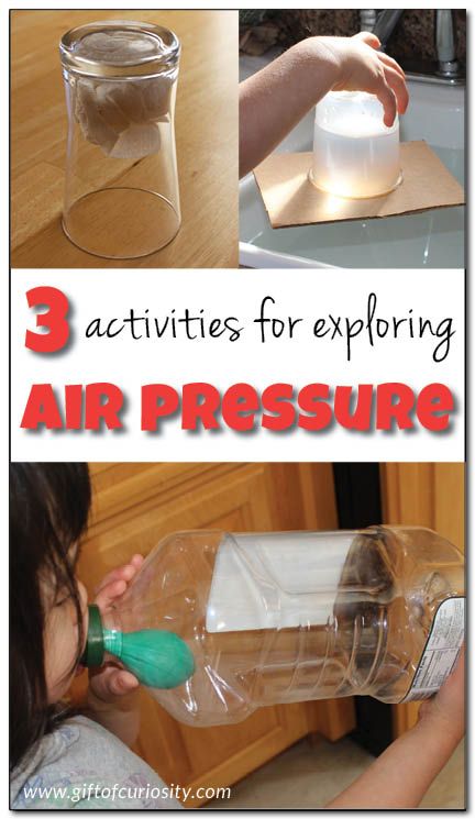 3 fun and simple air pressure activities for kids with scientific explanation included || Gift of Curiosity Air Pressure Experiments, 6th Grade Science, Kid Experiments, Science Activities For Kids, Kindergarten Science, Preschool Science, Elementary Science, Kids Learning Activities, Homeschool Science