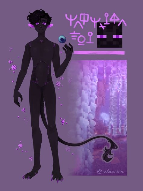 Enderman Drawing Reference, Enderman As A Human, Enderman Oc Base, Minecraft Enderman Drawing, Enderman Concept Art, Enderman Particles, Enderman Hybrid Oc, Human Enderman Fanart, Minecraft Hybrid Oc