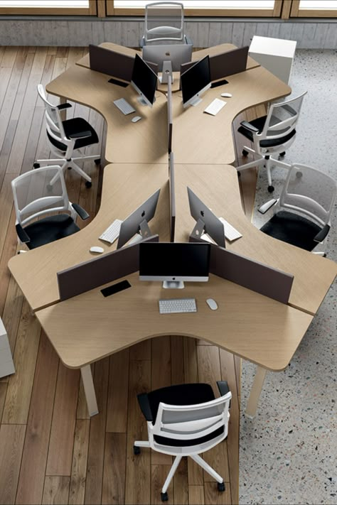 Bureau modulable open space individuels et bench sur rangement, large choix de rangements, gamme Flow, mobilier de bureau France Bureau Office Space Design, Coworking Space, Son Style, Support Team, Space Design, Open Space, Office Space, Nook, Art Deco