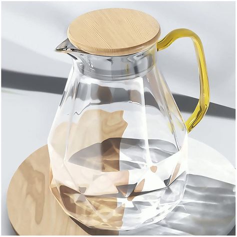 Amazon.com | DUJUST Glass Pitcher with Lid [68 oz], Elegant Diamond Design Water Pitcher with Handle, Decoration for Room, High Durability Water Glass Carafe for Ice Tea Maker, Beverage, Hot/Cold Coffee: Carafes & Pitchers Iced Tea Maker, Pitcher With Lid, Glass Tea Set, Iced Tea Pitcher, Fruit Infused Water, Verre Design, Tea Maker, Glass Jug, Glass Carafe