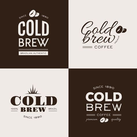 Cold brew coffee logos | Free Vector #Freepik #freevector #logo #food #business #coffee Iced Coffee Logo Design, Iced Coffee Logo, Coffee Logos, Brew Bar, Coffee Label, Coffee Business, Home Coffee Bar, Modern Minimalist Logo, Food Business