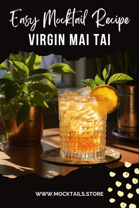 Virgin Mai Tai Mocktail Mai Tai Punch Recipe, Virgin Mai Tai, Mai Tai Punch, Mai Tai Recipe, Easy Mocktail Recipes, Alcohol Free Drinks, Pineapple Sage, Beach Cocktails, Mocktail Recipes