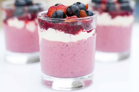 Spring berry mouse – Hirsch's Mouse Recipes, Berry Mousse, Dessert Shooters, Frozen Berries, Small Container, Individual Desserts, Potato Masher, Berry Juice, A Potato