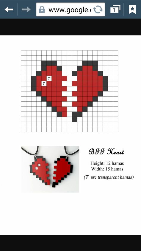 Broken heart necklace Hamma Beads Ideas, Easy Perler Bead Patterns, Pixel Beads, Pearl Beads Pattern, Easy Perler Beads Ideas, Art Perle, Hama Beads Design, Perler Bead Templates, Perler Crafts