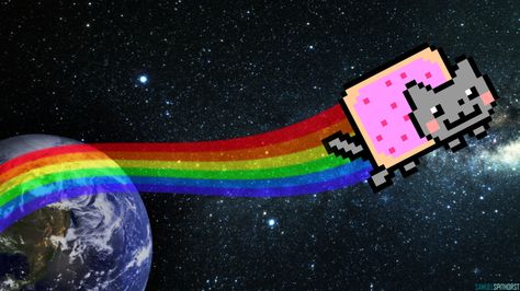 Nyan Cat HD Wallpaper by PixelFXofficial on DeviantArt Nyan Cat Fanart, Evil Nyan Cat, Nyan Cat Costume For Cats, Nyan Cat Poster, Nyan Cat Background, Nyan Cat Stimboard, Cat Hd Wallpaper, Scene Core Wallpaper, Nya Cat