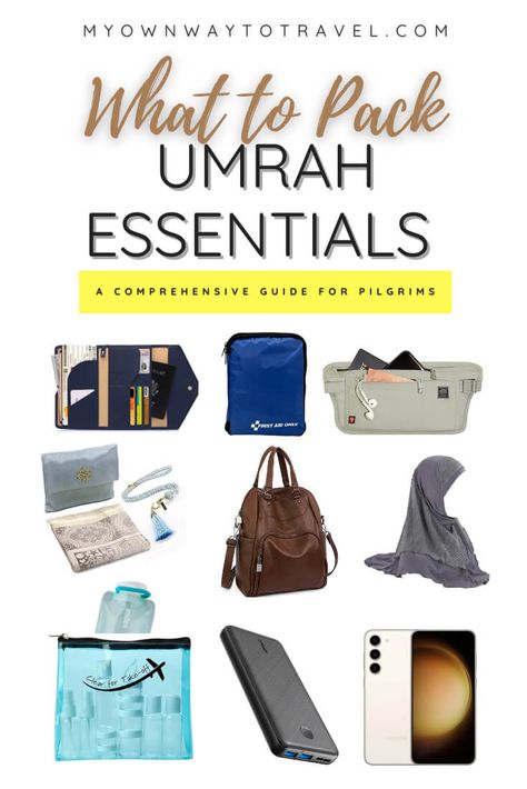 Things To Pack For Umrah, What To Pack For Umrah, Umrah Travel Essentials, Umrah Packing Checklist, Umrah Checklist For Women, Umrah Essentials Women, Umrah Packing List For Women, Umrah Packing List, Hajj Essentials