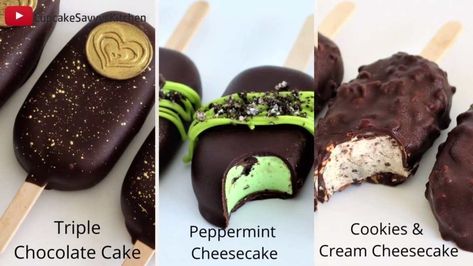 Cheesecake Popsicles No Bake Cheesecake Cake Pops, Cheesecake Cakesicles Recipe, Cheesecake Cakesicles, Cake And Cheesecake, Cake Sicles, Cakesicles Ideas, Magnum Cake, Cake Pucks, Cake Pops Chocolate