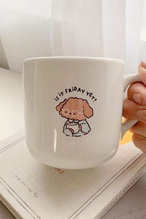 "Image showcasing a coffee mug with the text 'Is it Friday yet?' A humorous mug perfect for those eagerly awaiting the weekend." Friday Vibes, It Friday, Get Ready, Home Deco, The Weekend, Home Goods, To Start, Food And Drink, Coffee Mug